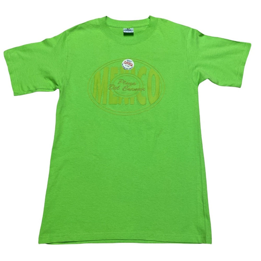 Playa Del Carmen Green Short Sleeve Tee Size S NWT Stickers On Shirt